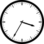 Round clock with dashes showing time 3:35