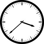 Round clock with dashes showing time 3:38