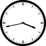 Round clock with dashes showing time 3:43