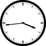 Round clock with dashes showing time 3:44