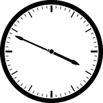 Round clock with dashes showing time 3:49