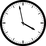Round clock with dashes showing time 3:58