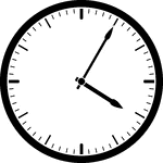 Round clock with dashes showing time 4:05