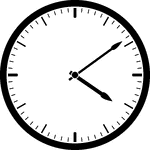 Round clock with dashes showing time 4:09