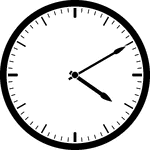 Round clock with dashes showing time 4:10