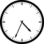 Round clock with dashes showing time 4:34