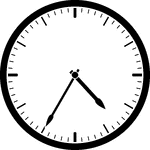 Round clock with dashes showing time 4:35