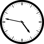 Round clock with dashes showing time 4:47