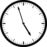 Round clock with dashes showing time 4:57