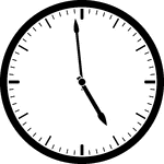 Round clock with dashes showing time 4:59