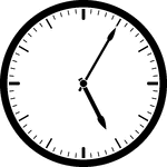 Round clock with dashes showing time 5:05