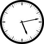 Round clock with dashes showing time 5:13