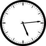 Round clock with dashes showing time 5:14