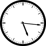 Round clock with dashes showing time 5:16