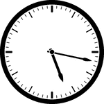 Round clock with dashes showing time 5:17