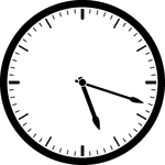 Round clock with dashes showing time 5:18