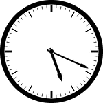 Round clock with dashes showing time 5:19