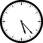 Round clock with dashes showing time 5:23
