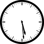 Round clock with dashes showing time 5:29