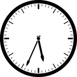 Round clock with dashes showing time 5:34