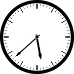 Round clock with dashes showing time 5:38