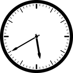 Round clock with dashes showing time 5:40