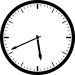 Round clock with dashes showing time 5:41