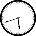 Round clock with dashes showing time 5:42