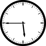 Round clock with dashes showing time 5:45