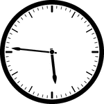 Round clock with dashes showing time 5:46