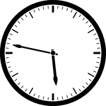 Round clock with dashes showing time 5:47