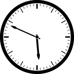 Round clock with dashes showing time 5:49