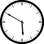 Round clock with dashes showing time 5:50