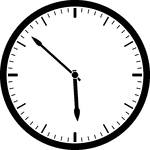 Round clock with dashes showing time 5:52