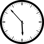 Round clock with dashes showing time 5:53
