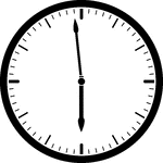 Round clock with dashes showing time 5:59