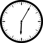 Round clock with dashes showing time 6:05