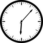 Round clock with dashes showing time 6:07