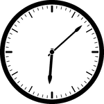 Round clock with dashes showing time 6:08