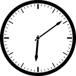 Round clock with dashes showing time 6:09