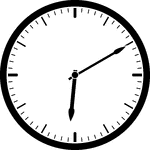 Round clock with dashes showing time 6:10