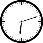 Round clock with dashes showing time 6:12