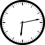 Round clock with dashes showing time 6:13