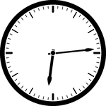 Round clock with dashes showing time 6:14
