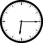 Round clock with dashes showing time 6:15