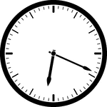 Round clock with dashes showing time 6:19