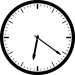 Round clock with dashes showing time 6:21