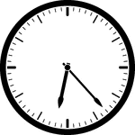 Round clock with dashes showing time 6:23