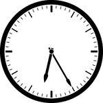 Round clock with dashes showing time 6:25