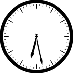 Round clock with dashes showing time 6:28